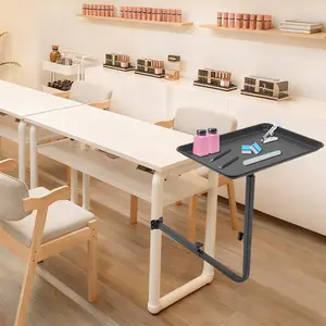 360° Rotating Salon Tray, Adjustable Height Metal Swivel Tray Attached to Chair for Hairstylist & Tattoo Artist, Black Stylist Tray for Color Bowls