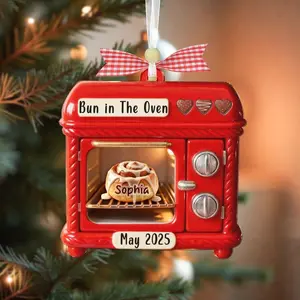 Custom Bun In Oven Christmas Ornament, Pregnancy Announcement, Expecting Parents Ornament, Bump's First Christmas Ornament, New Mom Gift