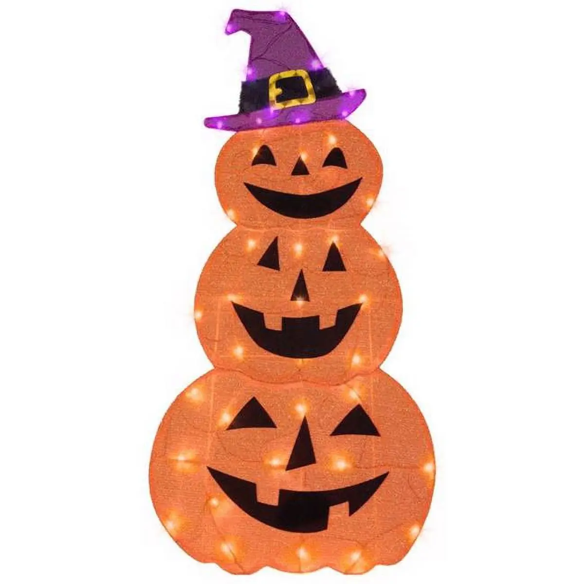 Gemmy  48 in. Flat-Tastics LED Jack-O-Lantern Yard Decor, Orange - 50 Count
