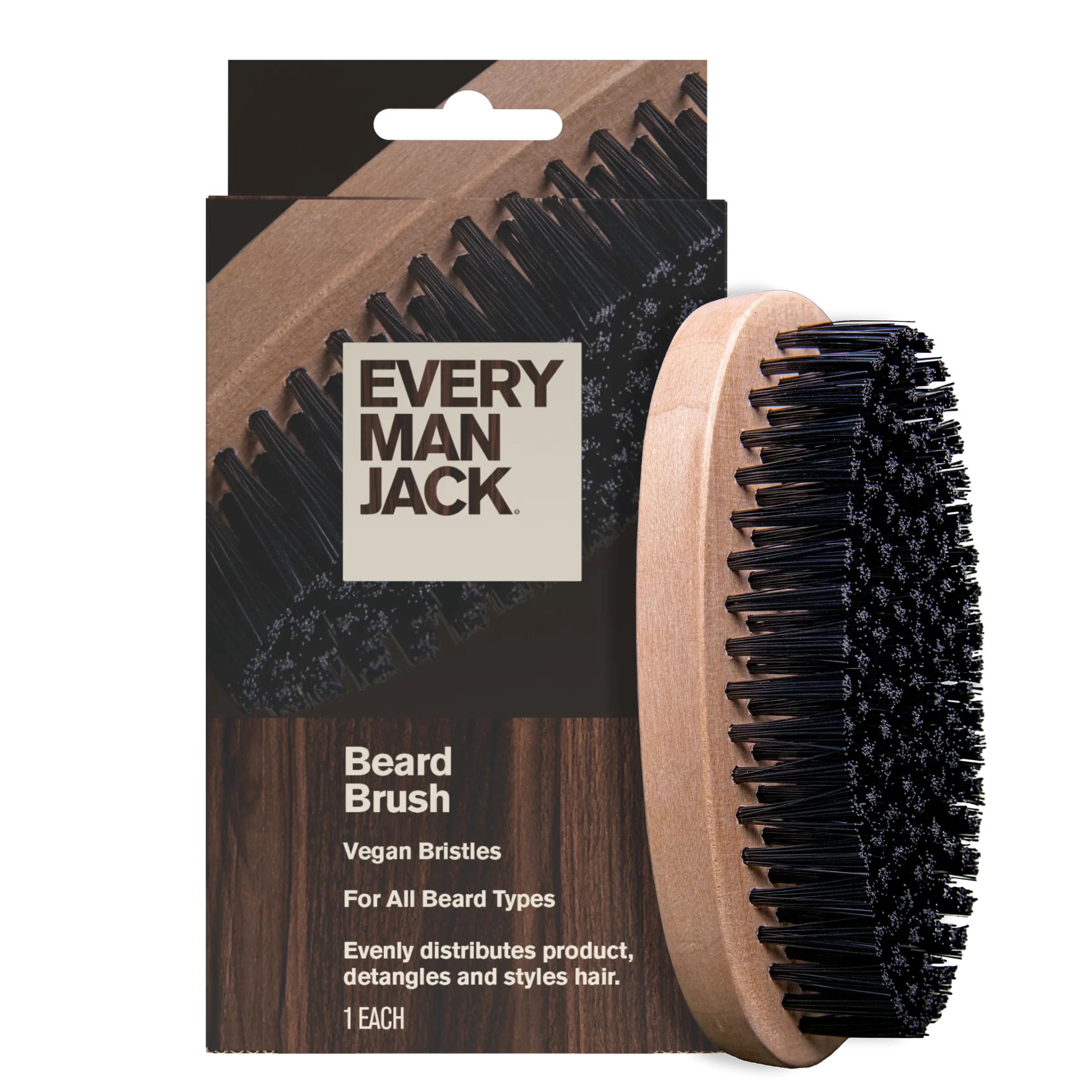 Every Man Jack Beard Brush, Men’s Beard Detangling and Styling Tool, Grooming Essentials for Men