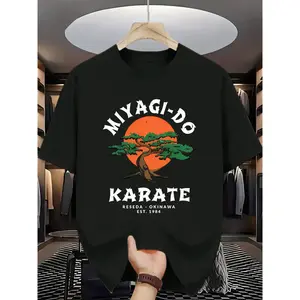 Men's Vintage Miyagi-Do Karate T-Shirt, Classic Cobra Kai Inspired Graphic Top in 100% Cotton, Short-Sleeve Casual Sportswear
