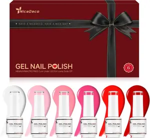 Nicedeco Gel Nail Polish Set, UV/LED Soak-Off Gel Polish Nail Art Manicure Pedicure for Professional, Salon & Home Use - Long Lasting & Easy to Apply 6pcs x 8ml-Kit18