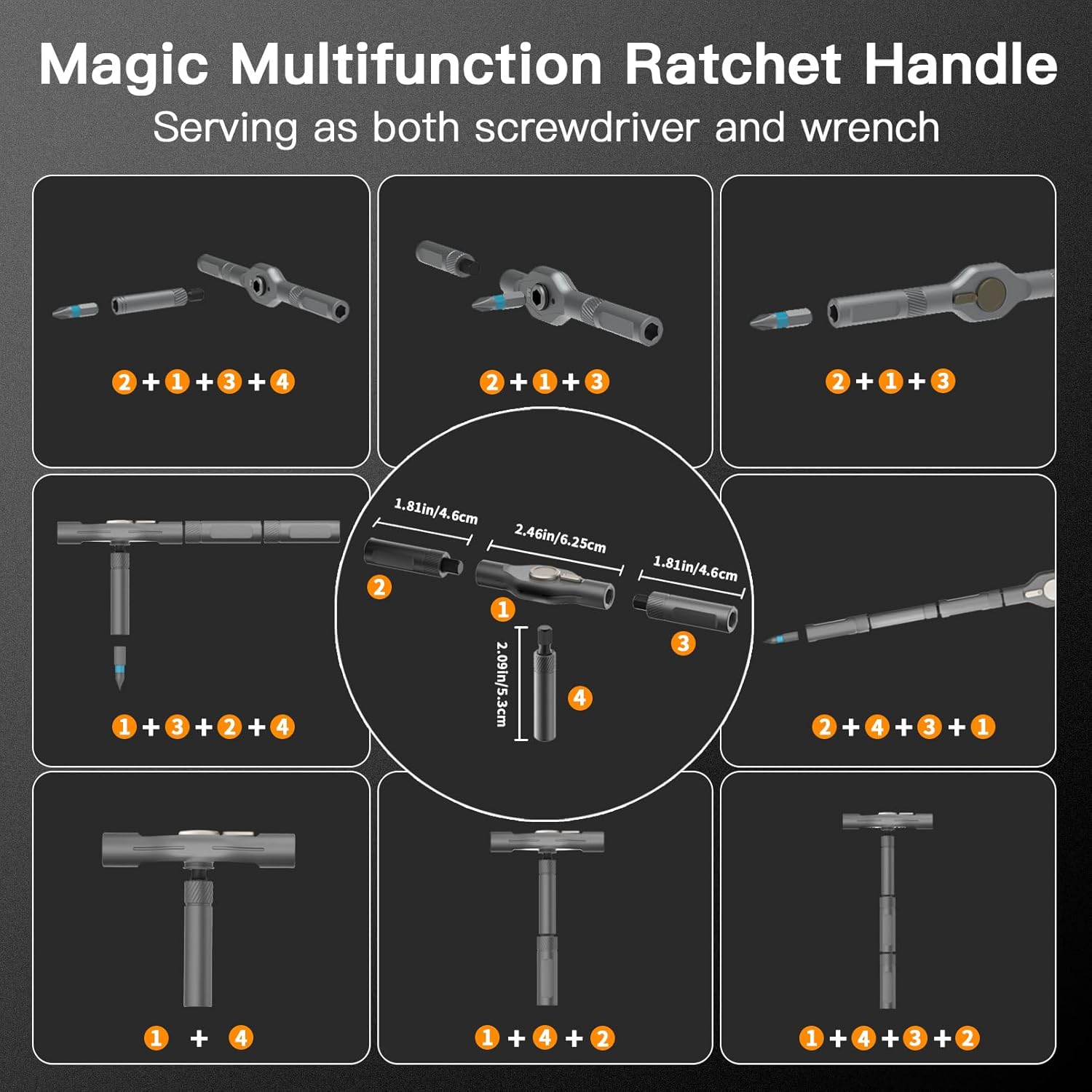 Votrek 42 in 1 Magnetic Screwdriver, Screwdriver Set, Multi Bit Ratcheting Screwdriver Set with Storage Case Repair Tool Kit for Computer, Eyeglass, Bicycles, Watch, Ring Doorbell, Furniture and DIY