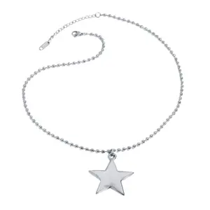 Ball Chain Star Pendant Necklace - Stainless Steel