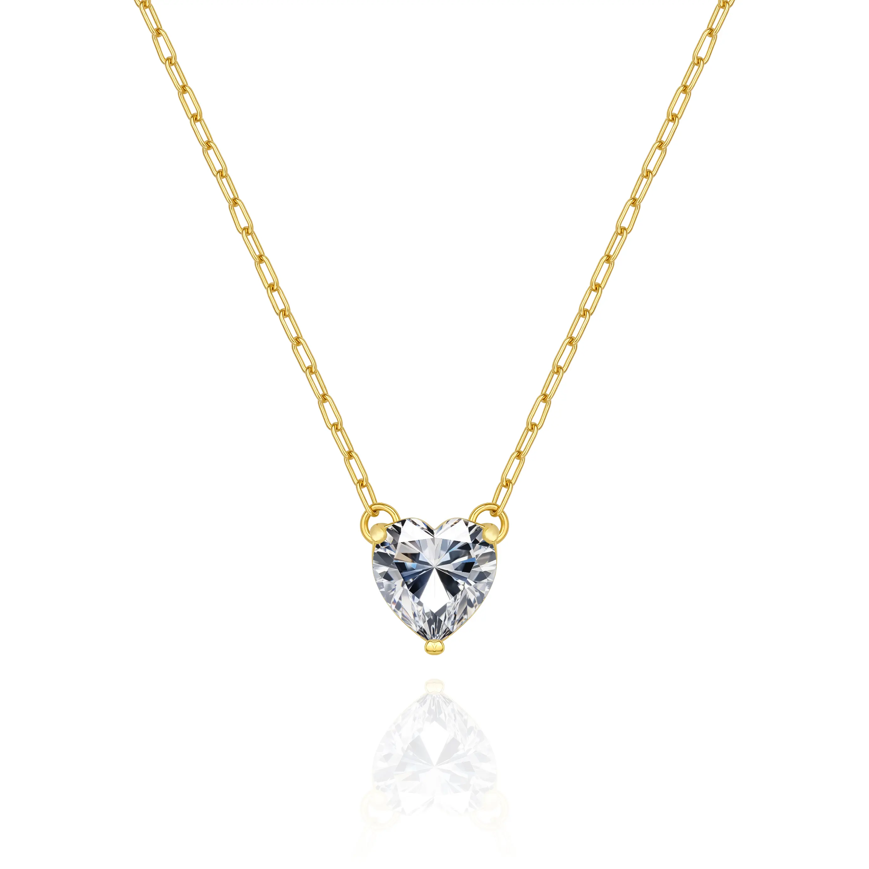 Aprilery Women's Heart-Shaped Drop Necklace, Elegant Sparkle Pendant, Classic Artificial Gemstone Necklaces & Pendants for Adults, Romantic Love Symbol Jewelry for Layering or Wearing Alone