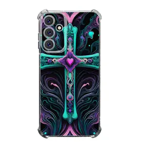 gradient laser illuminated cross Phone Case Anti-drop Cellphone Protective Case Soft Transparent Shockproof Mobile Phone Cover For SAMSUNG GALAXY A14 A15 A16 A25 A26 A34 A35 A36 A53 A54 A55 A56 4G 5G Gift Ideas