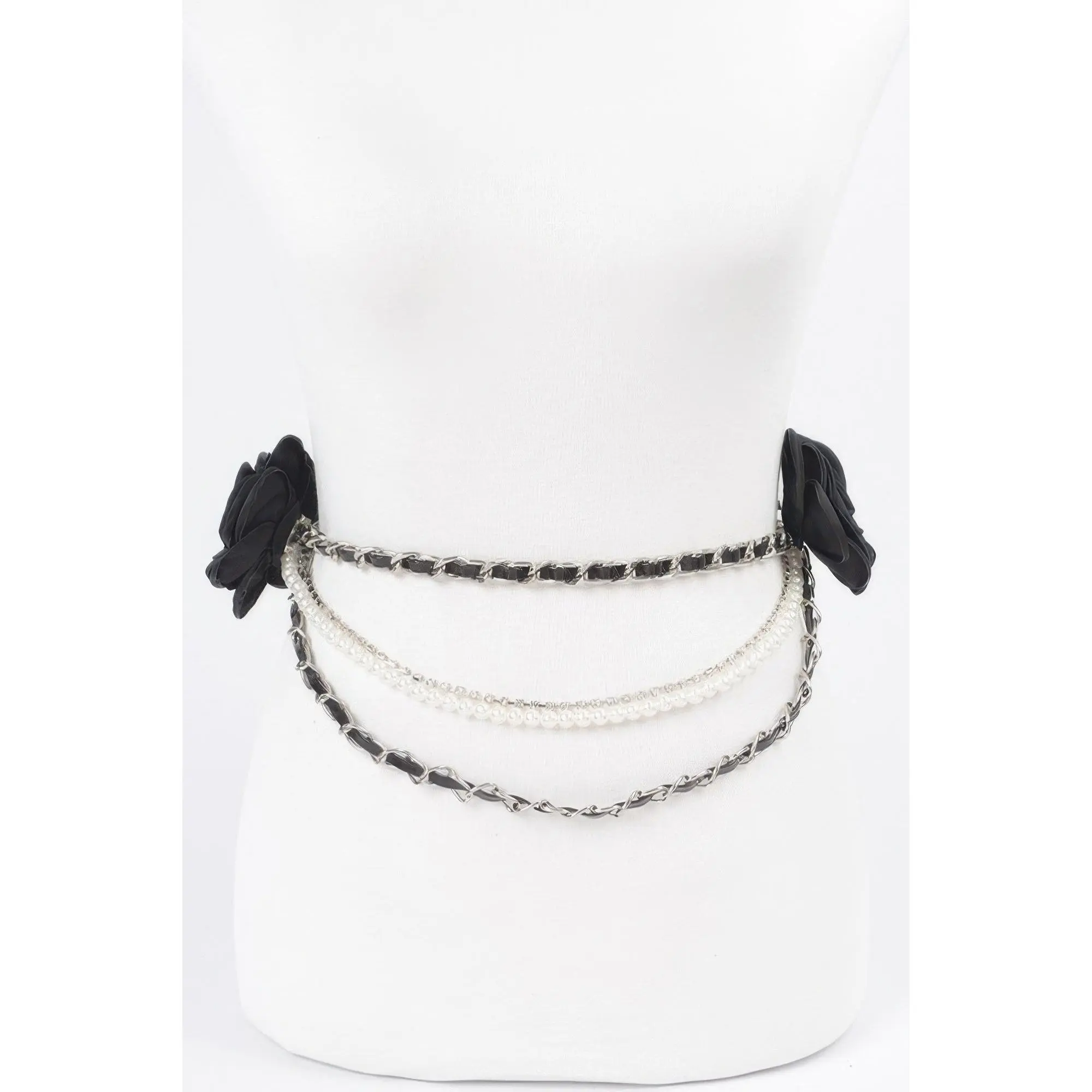 Two Flowers Multi Layered Chain Belt