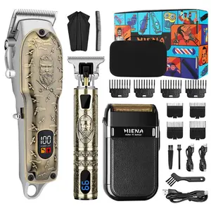 Professional Hair Clipper & Trimmer Set for Men, 1 Set Cordless Rechargeable Hair Grooming Kit with Accessories, Hair Trimming Tool