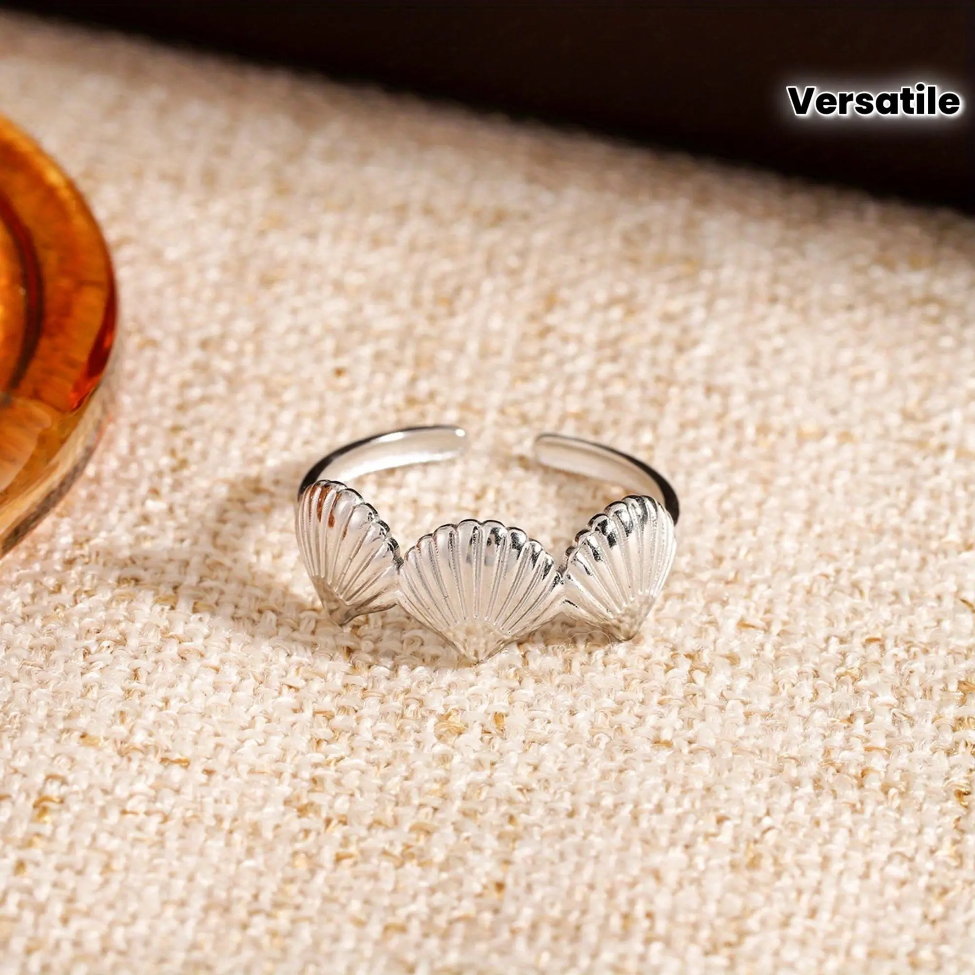 Shell-Shaped Stainless Steel Open Ring, Material That Does Not Fade, Nautical-Themed Daily Wear for Ocean Lovers, Versatile And Stylish Statement Ring