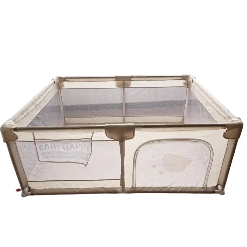 1.2 x 1.6 meters indoor baby playpen, with thickened sponge padding at the joints, enlarged suction cups on the bottom for a fall-prevention safety device,  a toddler crawling and walking playpen made of mesh fabric. Suitable for6 months to 6 years old.