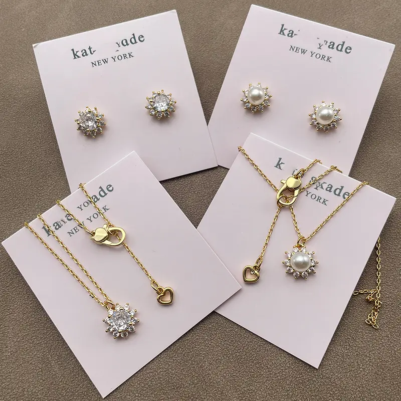 Kate Spade Zircon Stud Earrings and Sunflower Necklace Set