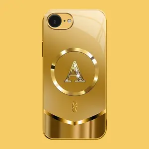 Suitable for [iPhone 16e] high-end MagSafe phone case🥰，Luxury Gold 26 Initial phone Case Bling Monogram 952