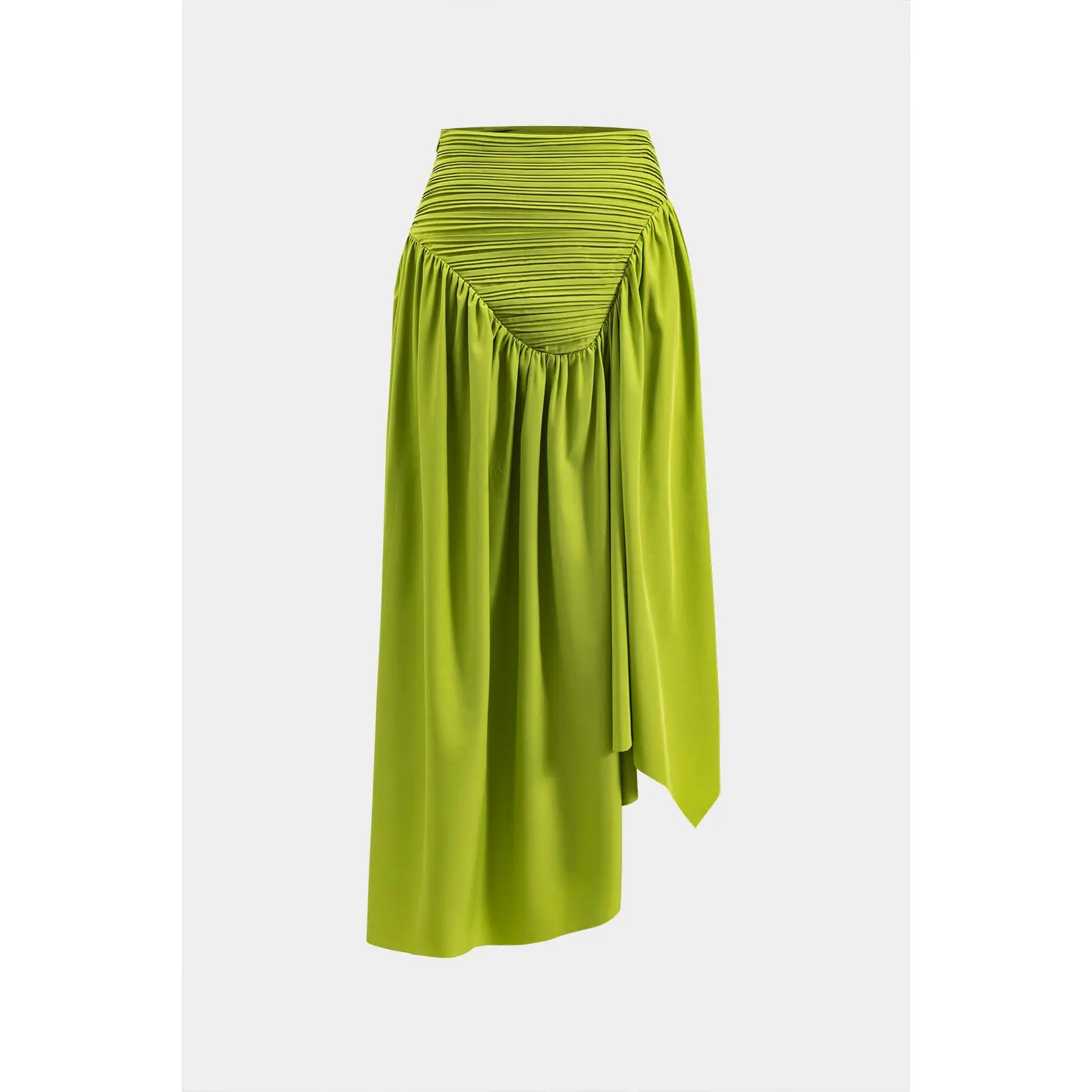 Women's High-Waist Asymmetrical Pleated Skirts for Women - Fitted Solid Polyester Bottom, Ideal for Daily Wear