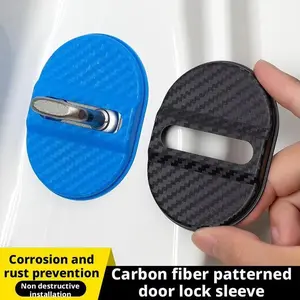 Universal Car Door Lock Protective Cover, 4pcs Self-Adhesive, Anti-Rust Sleeve, Car Decorative Accessories, Car Door Trim Sticker, Easy Installation