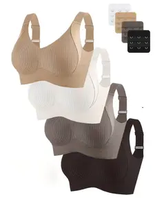 4-Pack Women's Seamless Wireless Push-Up Bras, Smooth Seamless Cup, Medium Support, Full Coverage, Thin Classic Lingerie, Ideal for Yoga and Daily Wear