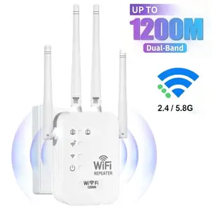 WiFi Extender Signal Booster,Dual Band WiFi Booster,1200Mbps,Covers Up to 12,000 Sq.ft & 100 Devices,WiFi Extender,WiFi Extenders Signal Booster for home,One-tap Setup,WiFi Repeater Extender,WiFi Range Extender