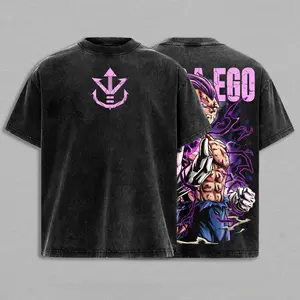 Ultra Ego Saiyan Prince Anime Shirt Purple Power Awakening Vintage Washed Oversized Anime Streetwear Graphic Tee sky tops joke 67 shirt silverfish clothes trend gift