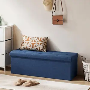 43in & 30in Folding Bedroom Bench with Hidden Storage, Padded End of Bed Foot Rest Stool for Living Room, Dorm & Apartment #OttomanBench