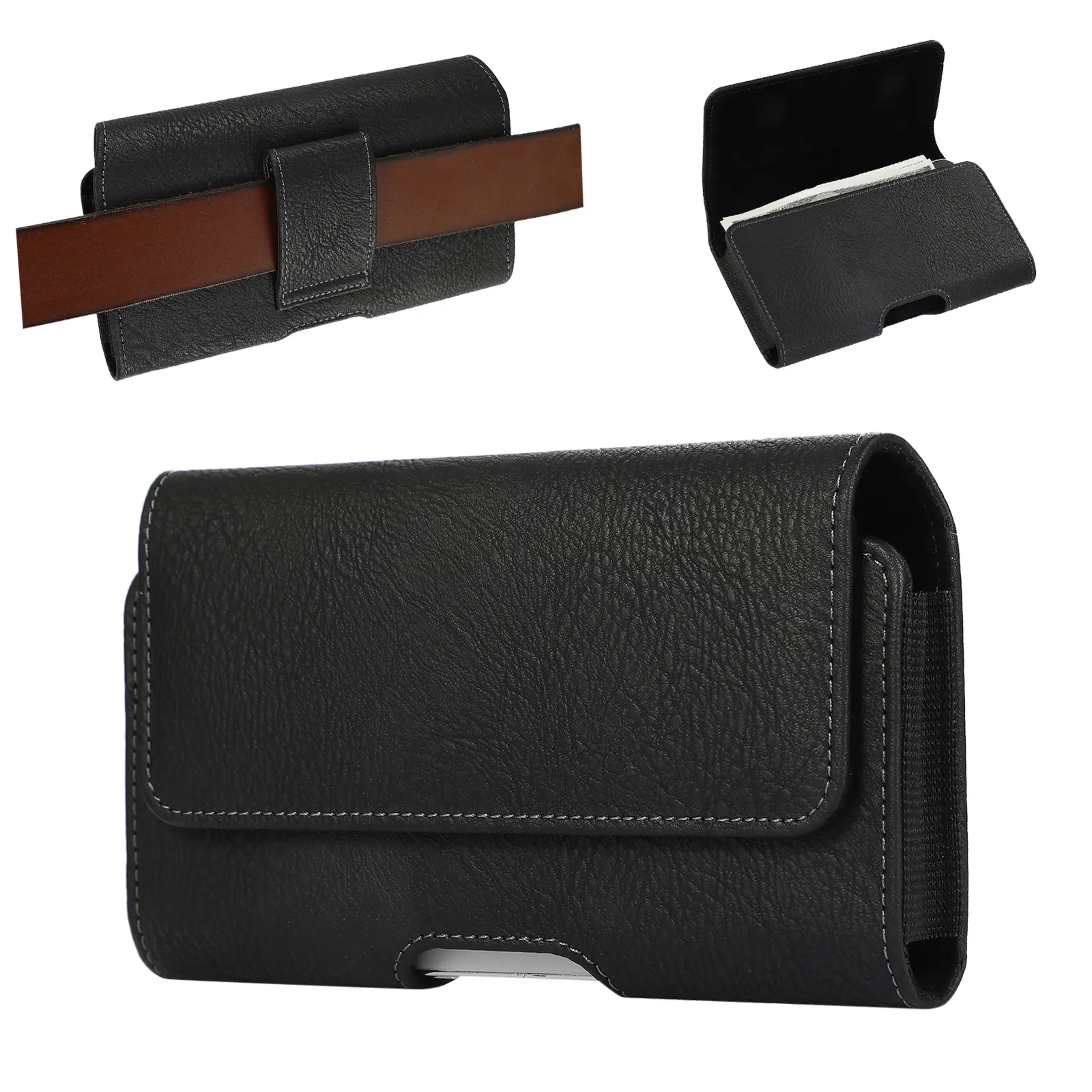 Cell Phone PU Leather Holster Belt Loops Magnet Pouch Man Waist Bag Carrying Perfect For Outdoor Daily Use