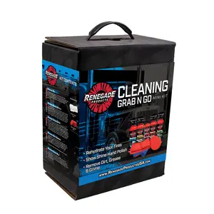 Renegade Products | Cleaning Grab-N-Go Mini Kit – Interior & Exterior Car Detailing Essentials with Spray Wax, APC, Water Spot Remover, Metal Polish & More