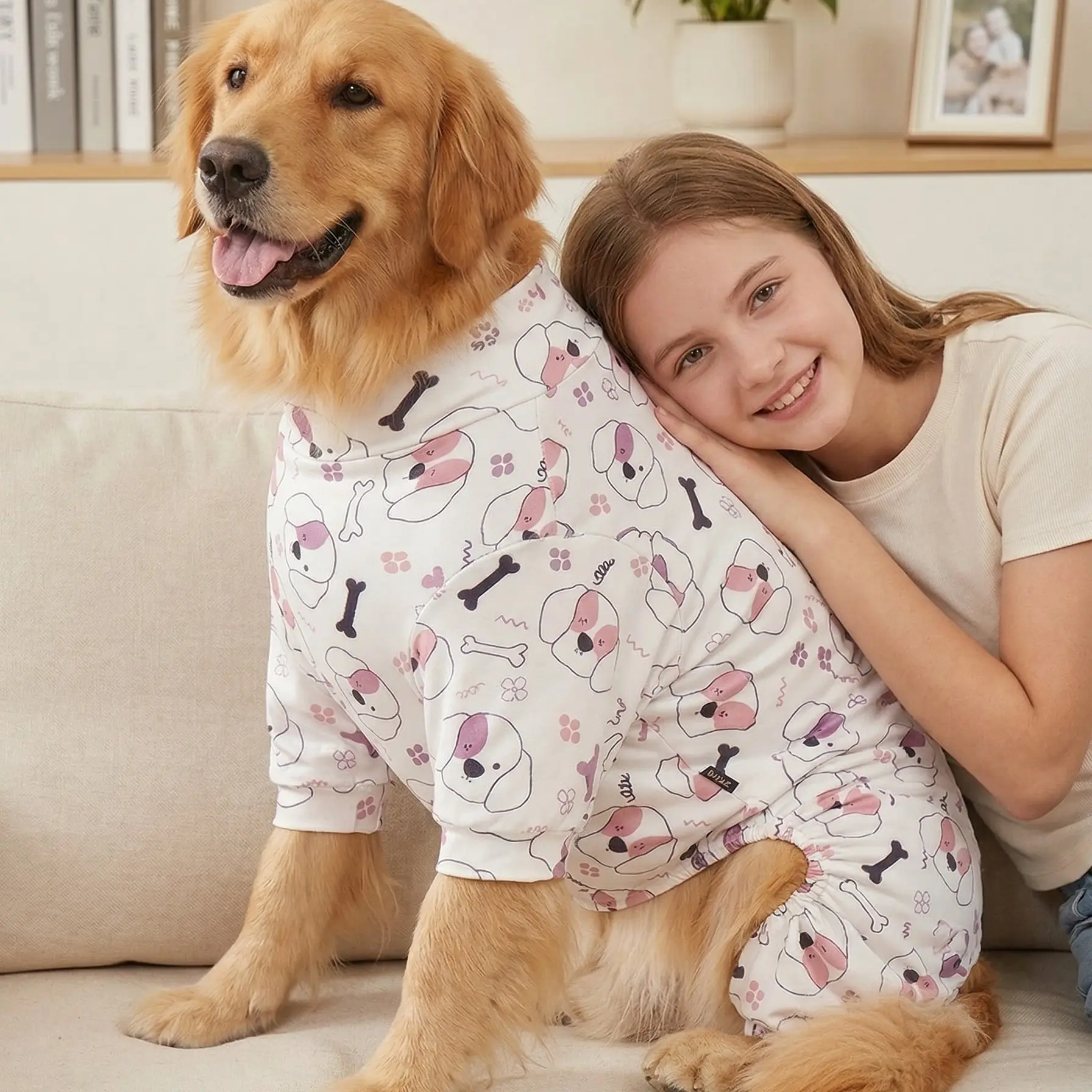 Dog Summer Shedding Hair Control Pajamas, Puppy Clothes, Breathable High Stretch Full Coverage, Anti Licking & Bug Protective Jumpsuit, All over Printing