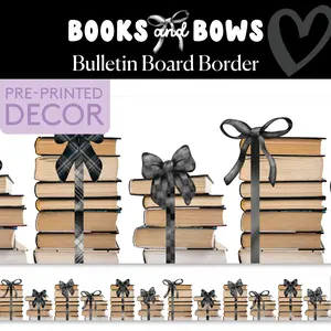 Long Story Short Vintage Books Bulletin Board Border | Books and Bows