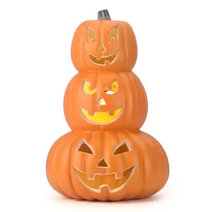 14In Halloween Jack O Lanterns Light up Pumpkin with LED Bulb Indoor/Outdoor Decorations - Scary Face