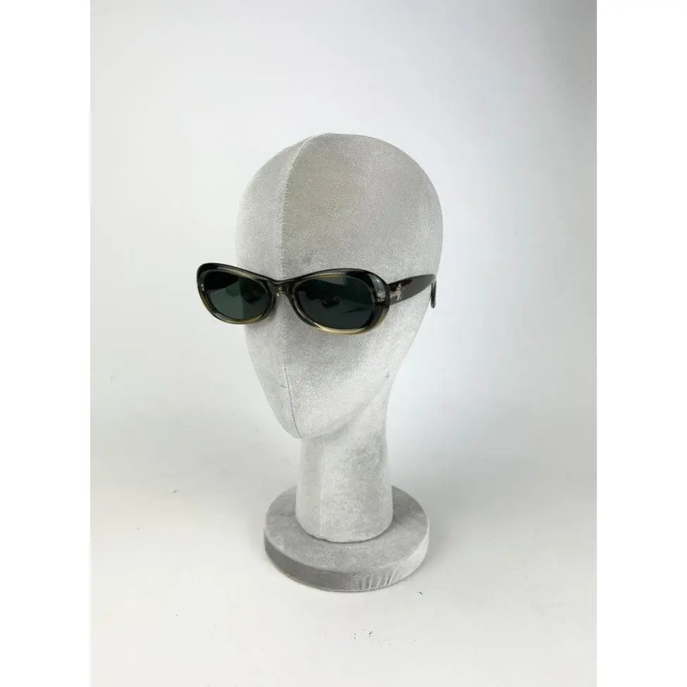 Pre-owned Vintage Versace Olive Green Oval Frame Sunglasses c1990s