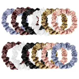 Premium Satin Hair Scrunchies 12 Pieces Elastic Ponytail Holders for Women Girls Six Colors Soft Shiny Hair Accessories Durable Comfortable for All Occasions