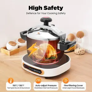 7L Pressure Cooker Silver 201 Stainless Steel 60Kpa 150℃ Tabletop Cooktop Enhanced Safety Anti-Clogging For Home Kitchen Fast Cooking Cookware