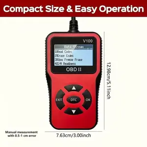 2026 Newest V100 OBD2 Scanner Professional OBDII Code Reader, DTC Lookup, Read & Erase Fault Codes, Real-Time Data Stream, I/M Readiness Test, Check Engine Light Reset Car Diagnostic Scan Tool for All 1996+ OBD2 Vehicles