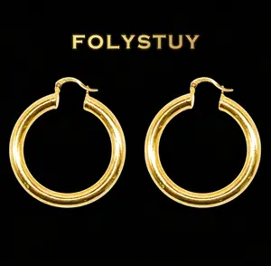 【Diameter 30mm Plain hoop earrings][FOLYSTUY (C0033)]Plain hoop earrings Unisex Fashion Trend Accessory for Women and Wen