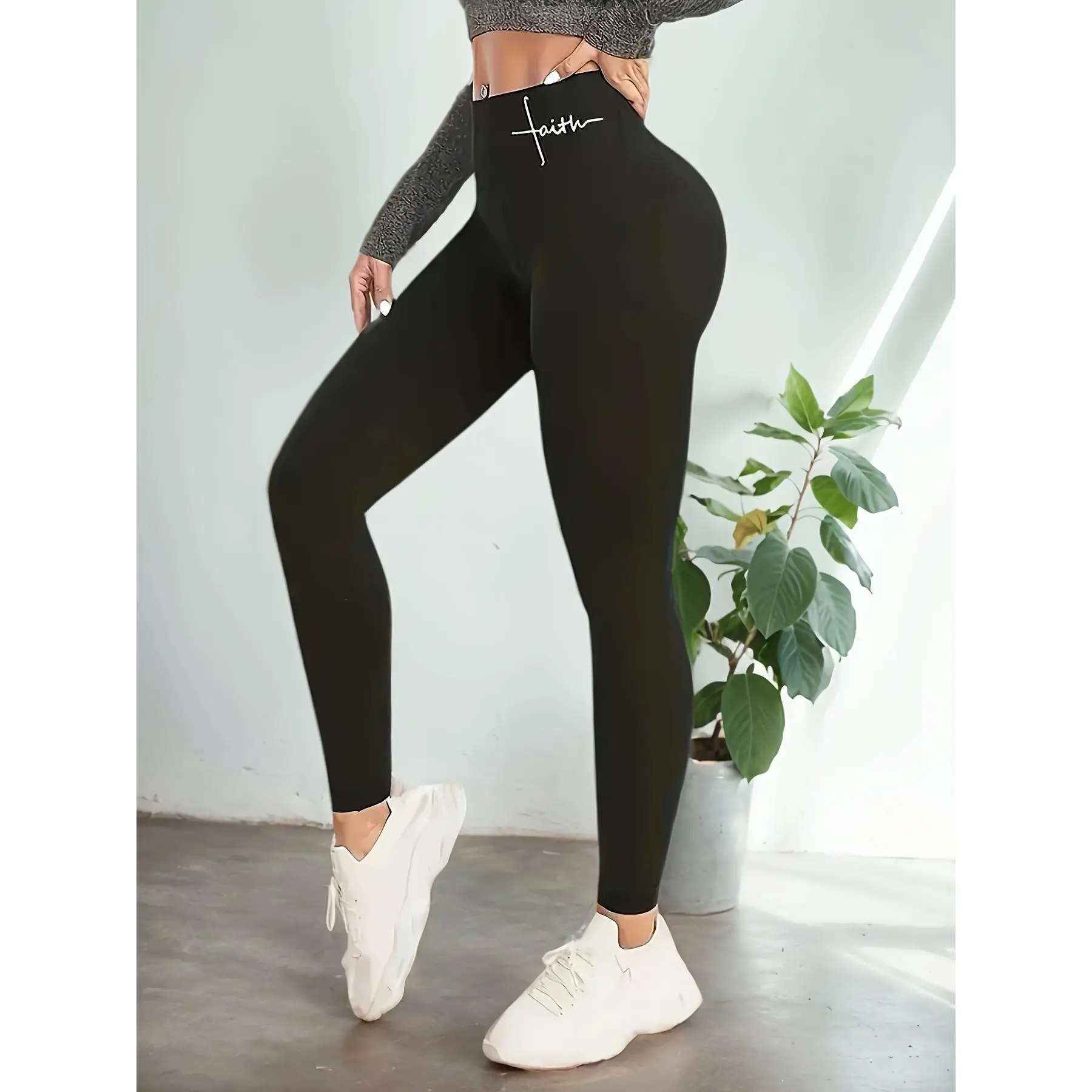 Women's High-Waist Shaping Leggings Sporty Yoga Workout Bottoms High Elasticity Breathable Moisture-Wicking for Running Fitness Gym Sports Activewear