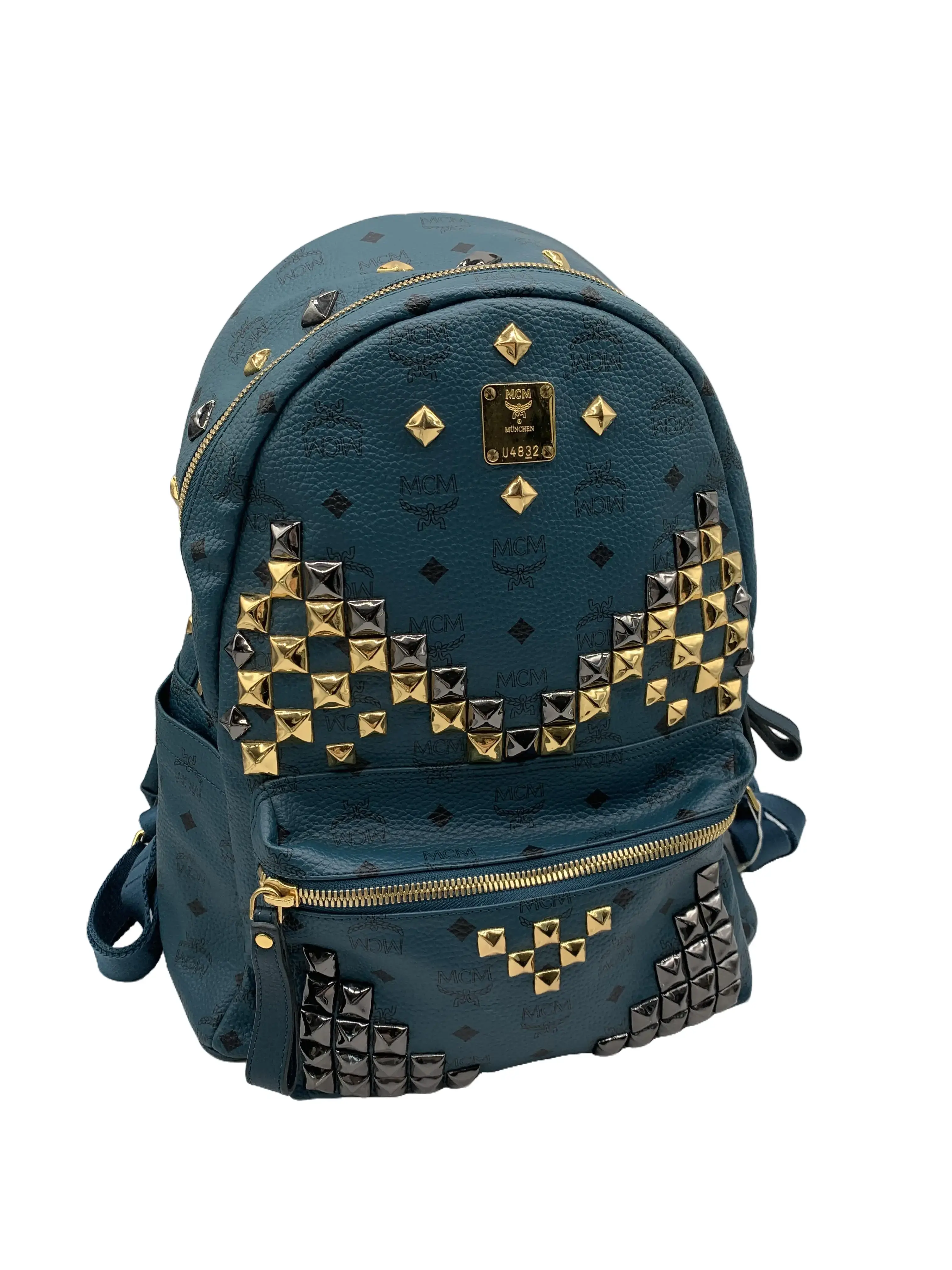 Pre-owned MCM Classic Visetos Studded Backpack/EE05516008/6008