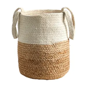 Nearly Natural 12.5" Handmade Natural Jute andotton Planter