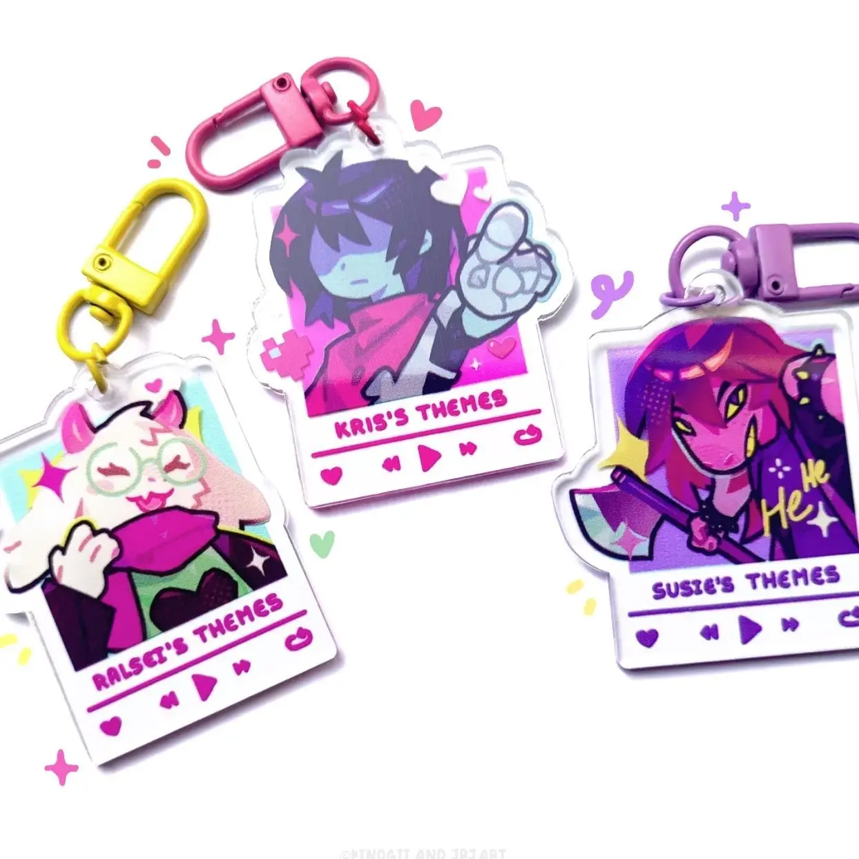 Deltarune keychains : Kris, Ralsei and Susie