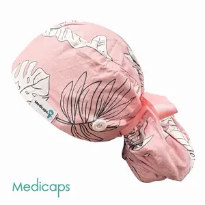 Satin Lined Scrubcap (Pink Plant Print)