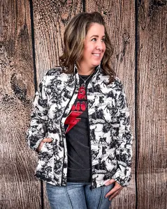 Women's Sterling Kreek Life is a Rodeo Fitted Long Sleeve Spandex Soft Shell Jacket, Cowgirl Tops