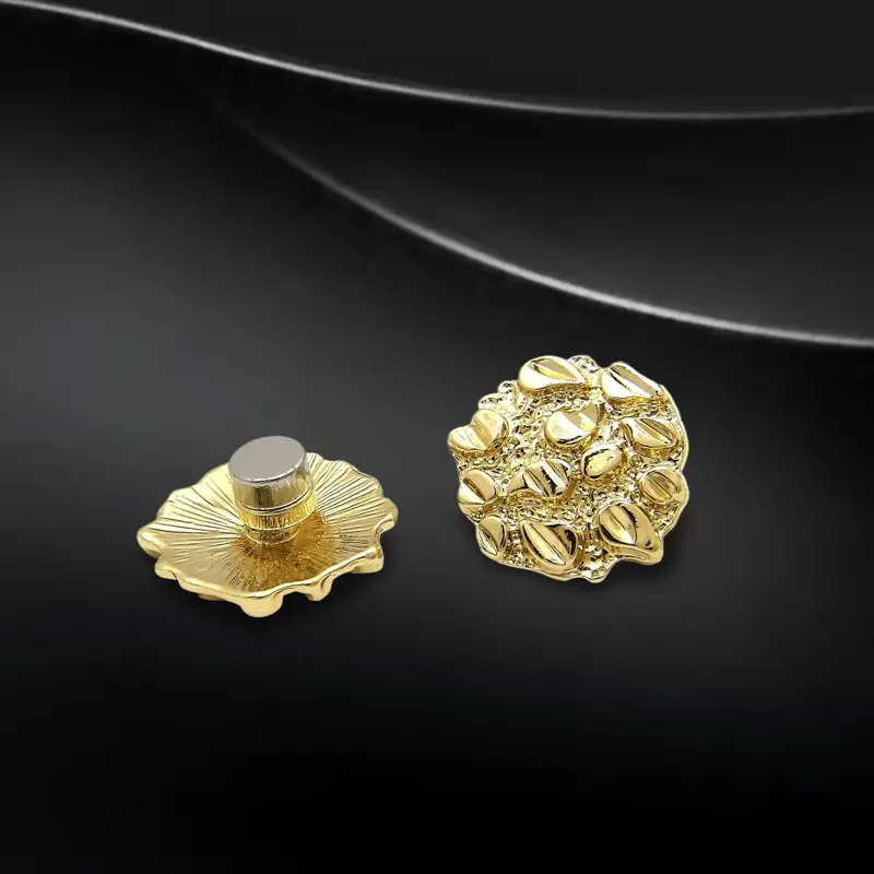 MaxBling81 Nugget Shape Magnetic Earrings - Gold Plated Non-Piercing Fake Piercings Studs, Men's Accessories, Unisex Hip Hop Daily Wear Jewelry with Case (12mm/20mm), Alloy, Imitation Gold