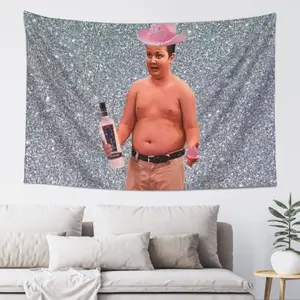 Funny Gibby iCarly Print Tapestry Hat - 3x5 ft Heavy-Duty 150D Polyester Flag, Silver Glitter Background, Metal-Accent Meme Wall Decor, Gift for College Dorms