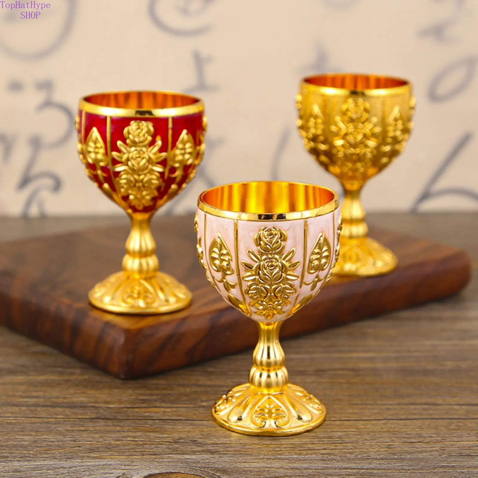 Vintage Embossed Spirit Goblet, 30ml European-Style Decorative Glass, Exquisite Metal Drinkware for Home Bar or Gifting, Exquisite Metal-Glass Design, Spirit Cup, Durable Home Bar Drinkware