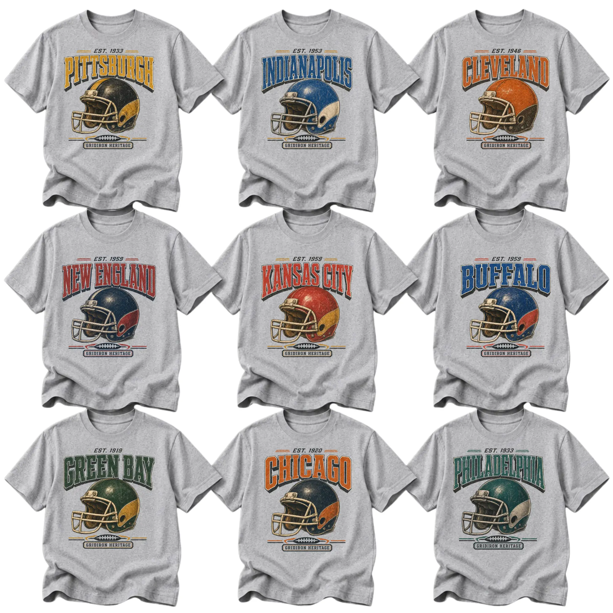 Vintage 90s City Gridiron Heritage Football Helmet Tee Retro Game Day Shirt