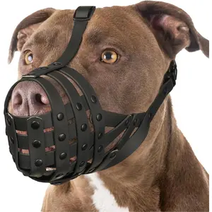 Pitbull Muzzle for Large Medium Sized Dogs to Prevent Biting Scavenging, Basket Muzzle for Rottweiler Staffordshire Terrier in Grooming Training, Allow to Pant Drink, Lightweight and Sturdy Adjustable Breathable Dog Muzzle