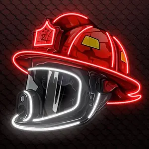 Firefighter Helmet Neon Light, USB Powered LED Neon Art, Home Decor Wall Art, Fire Station Gift, Office Modern Space Decoration