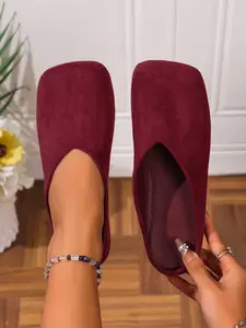 Women's Velvet Square Toe Mules, Minimalist Lazy Style, All-Season Comfortable Shoes, Perfect for Streetwear and Home Wear
