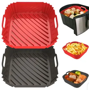 2 Pack Reusable Silicone Air Fryer Liners – 7.1" Square Liners for 4–7 QT Air Fryers, Silicone Pot, Oven Liner, Baking Tray, Air Fryer Accessories