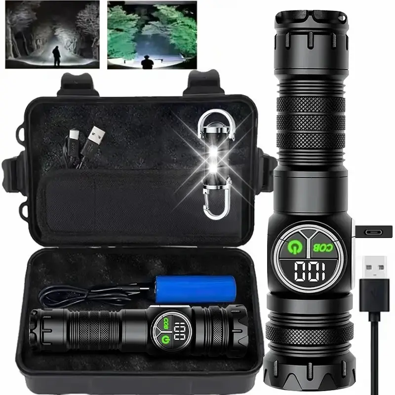 Rechargeable Pocket Flashlight, USB Rechargeable Flashlight, Five Modes LED High Lumen Light, Ultra Bright Lamp with Strap, High Power Flashlight, Emergency Led Flashlight, Ideal for Emergencies, Camping, Hiking, Portable Flashlights