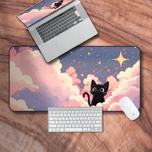 [SALE UP TO 45%] Desk Mat Aesthetic, Lofi Desk Mat, Cute Pastel Cloud Gaming Mouse Pad, Gamer Girl Desk Accessories, Gifts for Gamers