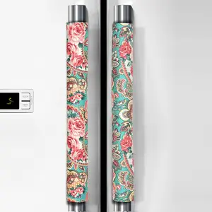 OUGAR8 Refrigerator Door Handle Covers Handmade Decor Protector for Ovens, Dishwashers,Cookware,Keep Your Kitchen Appliance Clean from Smudges, Food Stains (Retro Rose, 14.5"*4")Household Items Cleaning