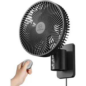 8.5-Inch Quiet Wall-Mounted Oscillation Fan with Remote & Timer, 4-Speed Adjustable for Small Bathrooms, Indoor Bedroom Cooling for RV, Adjustable Tilt, 5.92 ft Cord, Garage Cooling Fan for